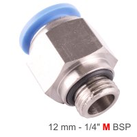 (image for) Pu Fitting Str. Stud W/o-ring 12mm-1/4' M