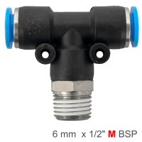(image for) Pu Hose Fitting Tee 6mm-1/2 M