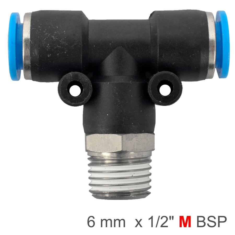 (image for) Pu Hose Fitting Tee 6mm-1/2 M