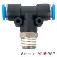 (image for) Pu Hose Fitting Tee 8mm-1/4 M