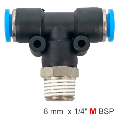 (image for) Pu Hose Fitting Tee 8mm-1/4 M