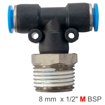 (image for) Pu Hose Fitting Tee 8mm-1/2 M