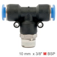 (image for) Pu Hose Fitting Tee 10mm-3/8 M