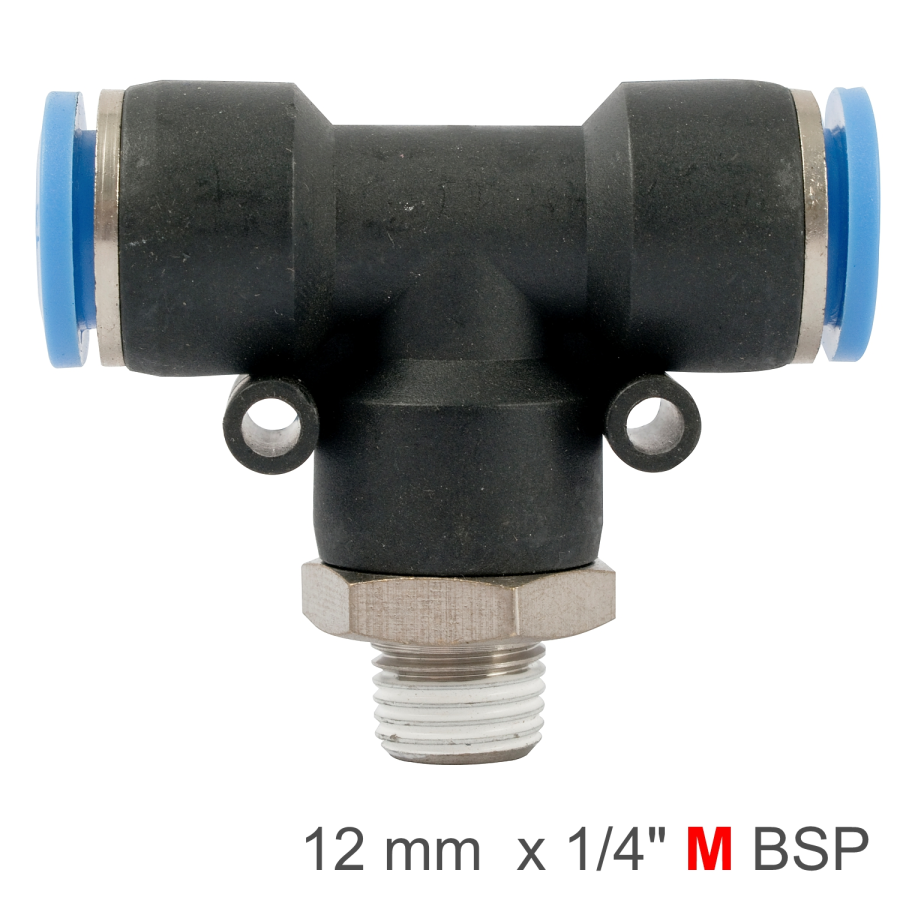 (image for) Pu Hose Fitting Tee 12mm-1/4 M