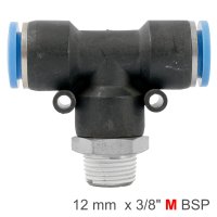 (image for) Pu Hose Fitting Tee 12mm-3/8 M