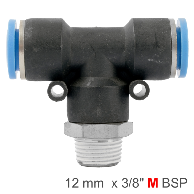 (image for) Pu Hose Fitting Tee 12mm-3/8 M