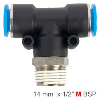(image for) Pu Hose Fitting Tee 14mm-1/2 M