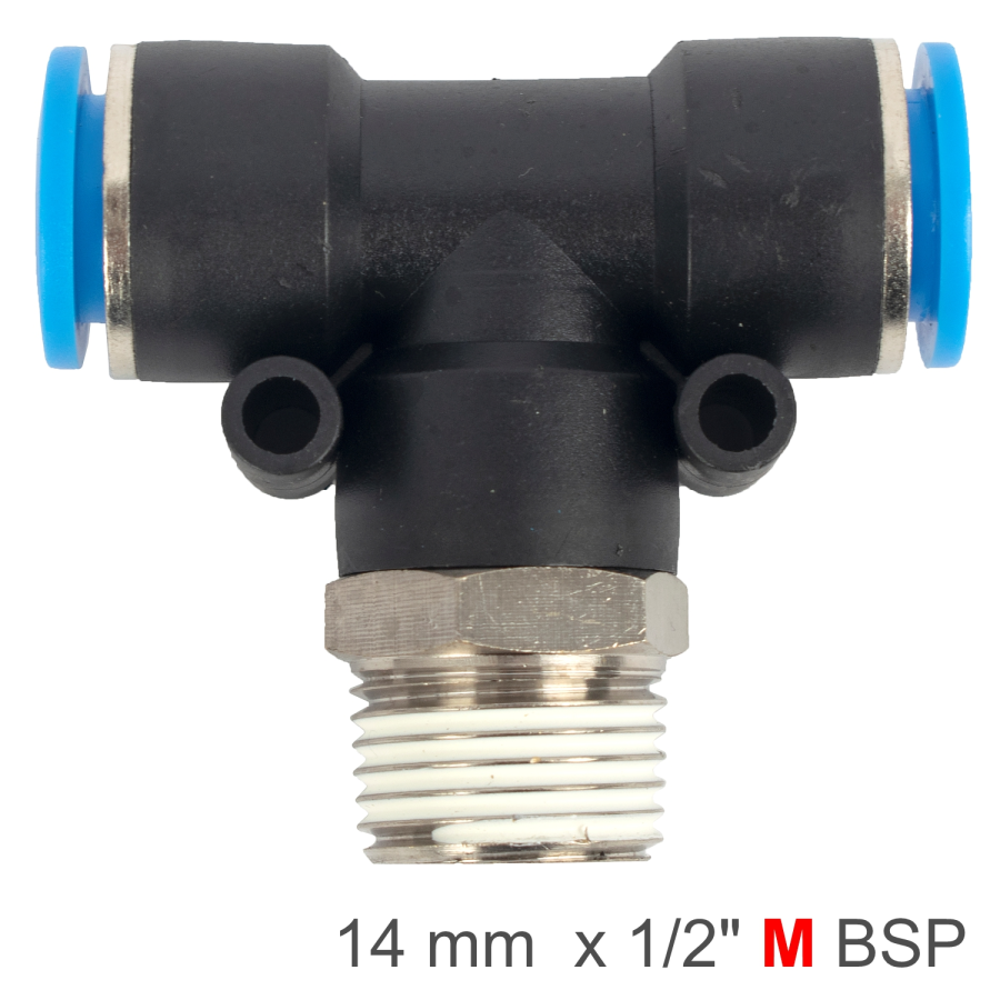 (image for) Pu Hose Fitting Tee 14mm-1/2 M