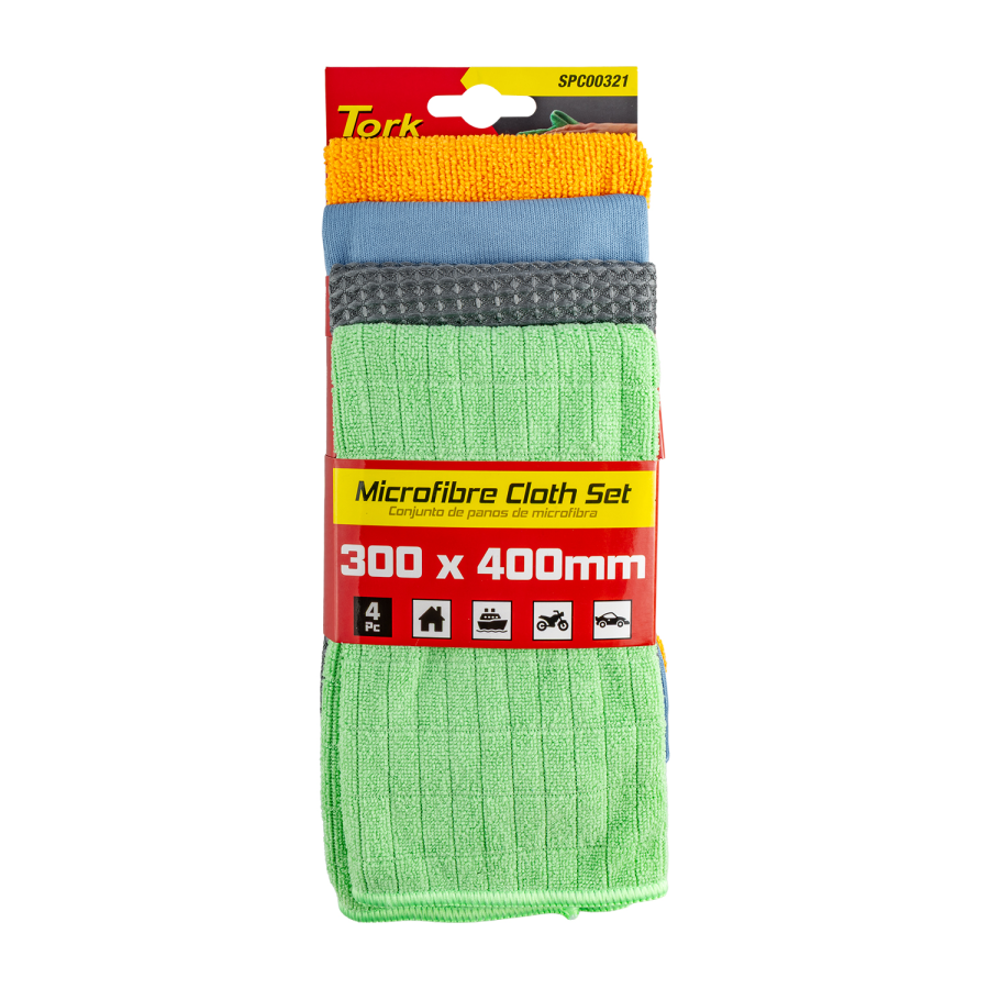 (image for) Microfibre Cloth Cleaning/drying Set 4pc 300mm X 400mm 200/280gsm