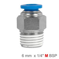 Pu Hose Fitting Straight Stud 6mm-1/4 M (image for) Pu Hose Fitting Straight Stud 6mm-1/4 M