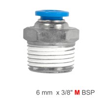 Pu Hose Fitting Straight Stud 6mm-3/8 M (image for) Pu Hose Fitting Straight Stud 6mm-3/8 M