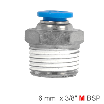(image for) Pu Hose Fitting Straight Stud 6mm-3/8 M