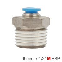 Pu Hose Fitting Straight Stud 6mm-1/2 M (image for) Pu Hose Fitting Straight Stud 6mm-1/2 M