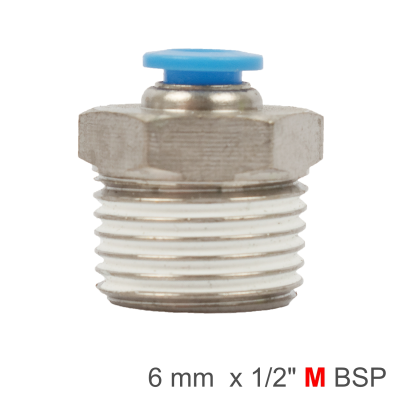 (image for) Pu Hose Fitting Straight Stud 6mm-1/2 M