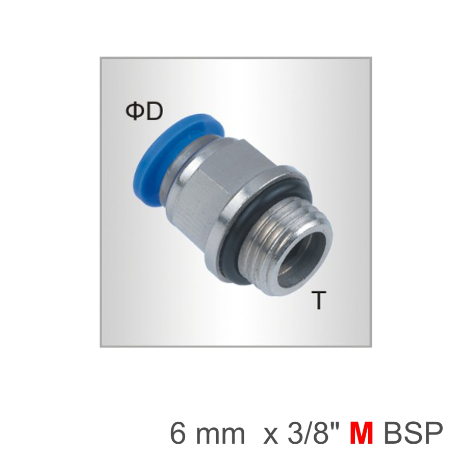 (image for) Pu Fitting Str. Stud W/o-ring 6mm-3/8 M