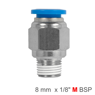(image for) Pu Hose Fitting Straight Stud 8mm-1/8 M