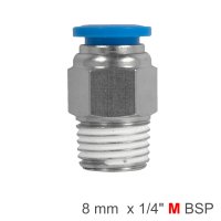 Pu Hose Fitting Straight Stud 8mm-1/4 M (image for) Pu Hose Fitting Straight Stud 8mm-1/4 M