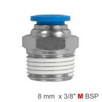 Pu Hose Fitting Straight Stud 8mm-3/8 M (image for) Pu Hose Fitting Straight Stud 8mm-3/8 M