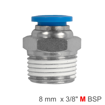 (image for) Pu Hose Fitting Straight Stud 8mm-3/8 M