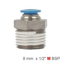 (image for) Pu Hose Fitting Straight Stud 8mm-1/2 M