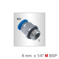 (image for) Pu Fitting Str. Stud W/o-ring 8mm-1/4 M