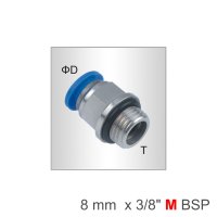 (image for) Pu Fitting Str. Stud W/o-ring 8mm-3/8 M