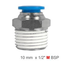 Pu Hose Fitting Straight Stud 10mm-1/2 M (image for) Pu Hose Fitting Straight Stud 10mm-1/2 M