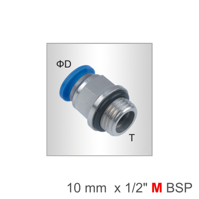 (image for) Pu Fitting Str. Stud W/o-ring 10mm-1/2 M