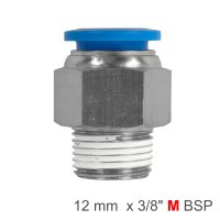 (image for) Pu Hose Fitting Straight Stud 12mm-3/8 M