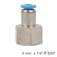 (image for) Pu Hose Fitting Straight Stud 4mm-1/4 F