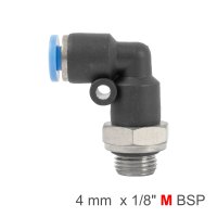 Elbow W/o-ring 4mm-1/8 M Pu Hose Fitting (image for) Elbow W/o-ring 4mm-1/8 M Pu Hose Fitting