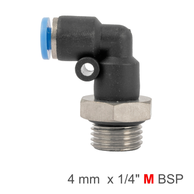 (image for) Elbow W/o-ring 4mm-1/4 M Pu Hose Fitting