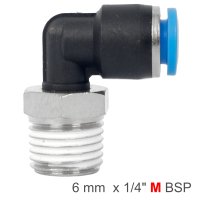 (image for) Elbow 6mm-1/4 M Pu Hose Fitting