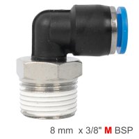(image for) Elbow 8mm-3/8 M Pu Hose Fitting