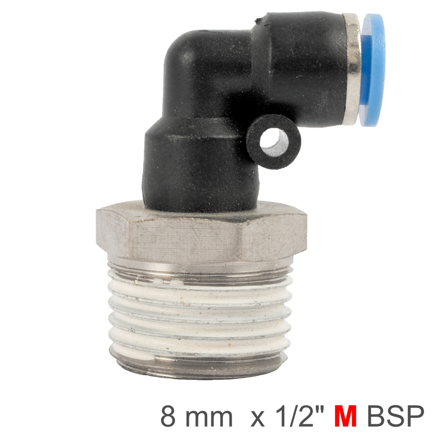(image for) Elbow 8mm-1/2 M Pu Hose Fitting