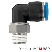 (image for) Pu Hose Fitting Elbow 10mm-1/4 M