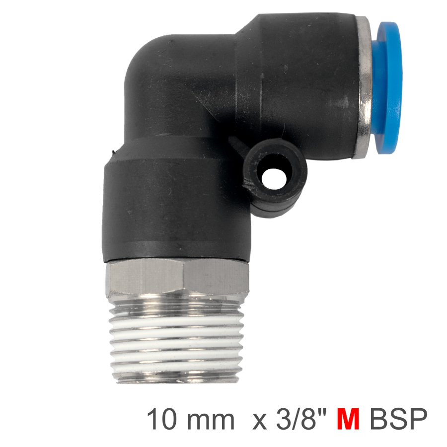 (image for) Pu Hose Fitting Elbow 10mm-3/8 M
