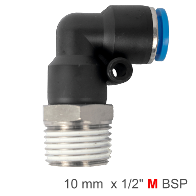 (image for) Pu Hose Fitting Elbow 10mm-1/2 M