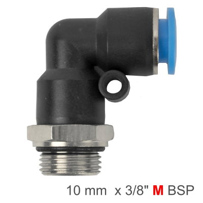(image for) Pu Hose Fitting Elbow W/o-ring 10mm-3/8 M