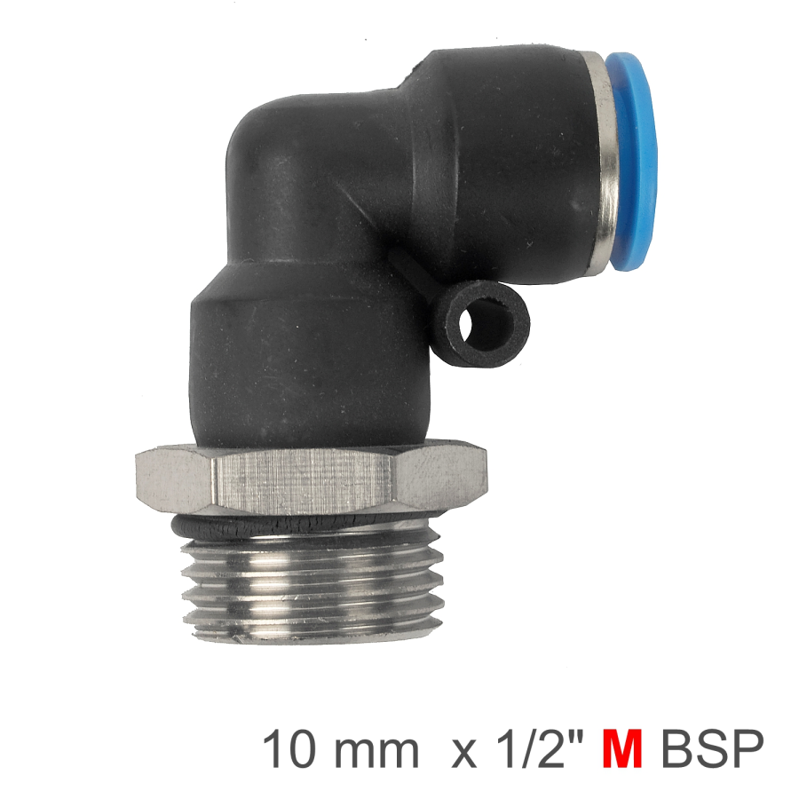 (image for) Pu Hose Fitting Elbow W/o-ring 10mm-1/2m