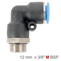 (image for) Elbow W/o-ring 12mm-3/8 M Pu Hose Fitting