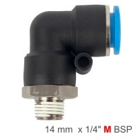 (image for) Elbow 14mm-1/4 M Pu Hose Fitting