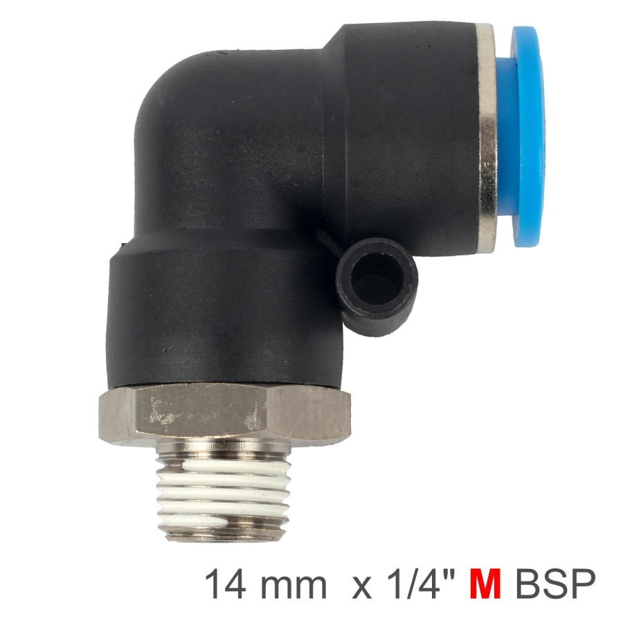 (image for) Elbow 14mm-1/4 M Pu Hose Fitting