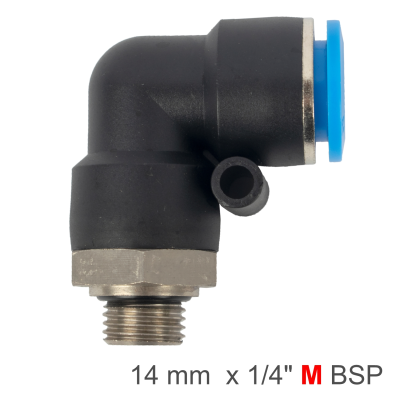 (image for) Elbow W/o-ring 14mm-1/4' M Pu Hose Fitting