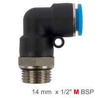 (image for) Elbow W/o-ring 14mm-1/2' M Pu Hose Fitting