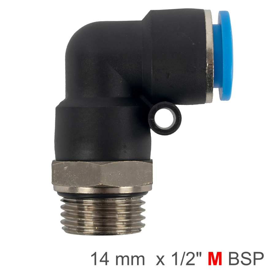 (image for) Elbow W/o-ring 14mm-1/2' M Pu Hose Fitting