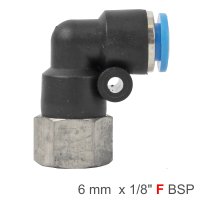 (image for) Pu Hose Fitting Elbow 6mm-1/8 F