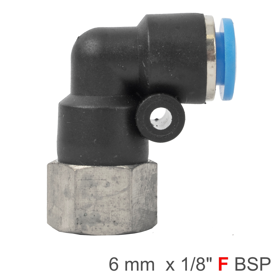 (image for) Pu Hose Fitting Elbow 6mm-1/8 F
