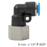 (image for) Pu Hose Fitting Elbow 6mm-1/4 F