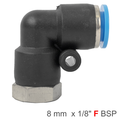 (image for) Pu Hose Fitting Elbow 8mm-1/8 F